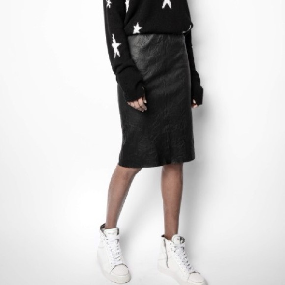 Zadig & Voltaire Jaden Crinkled leather Skirt - Picture 3 of 11